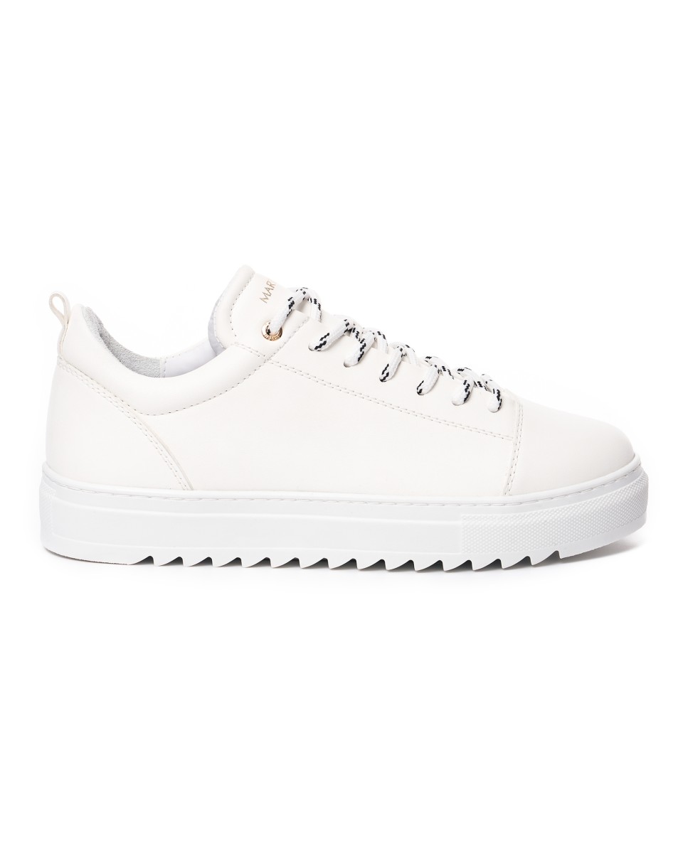 Men's Low Top Sneakers Shoes in Full White - White