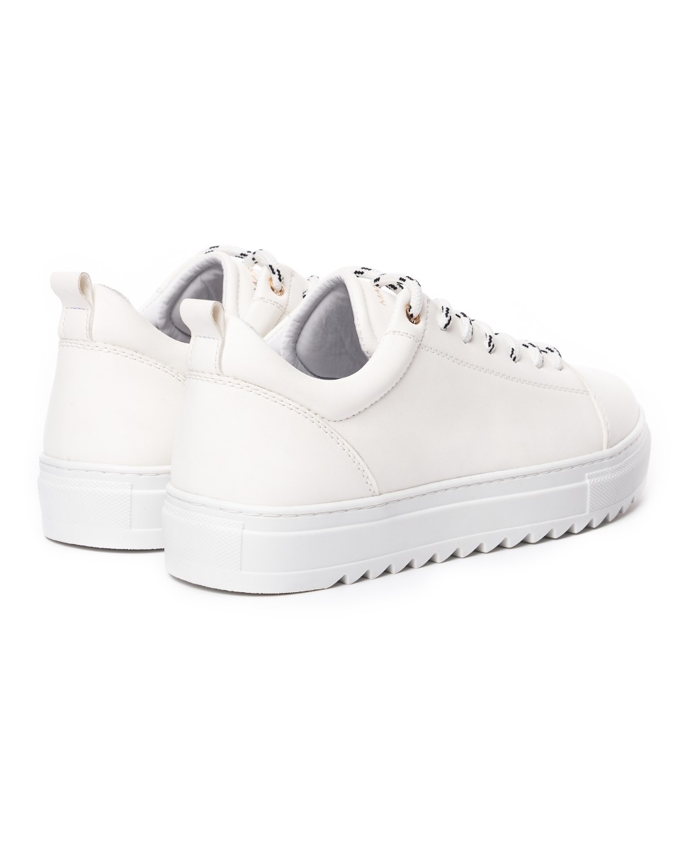 Men's Low Top Sneakers Shoes in Full White | Martin Valen