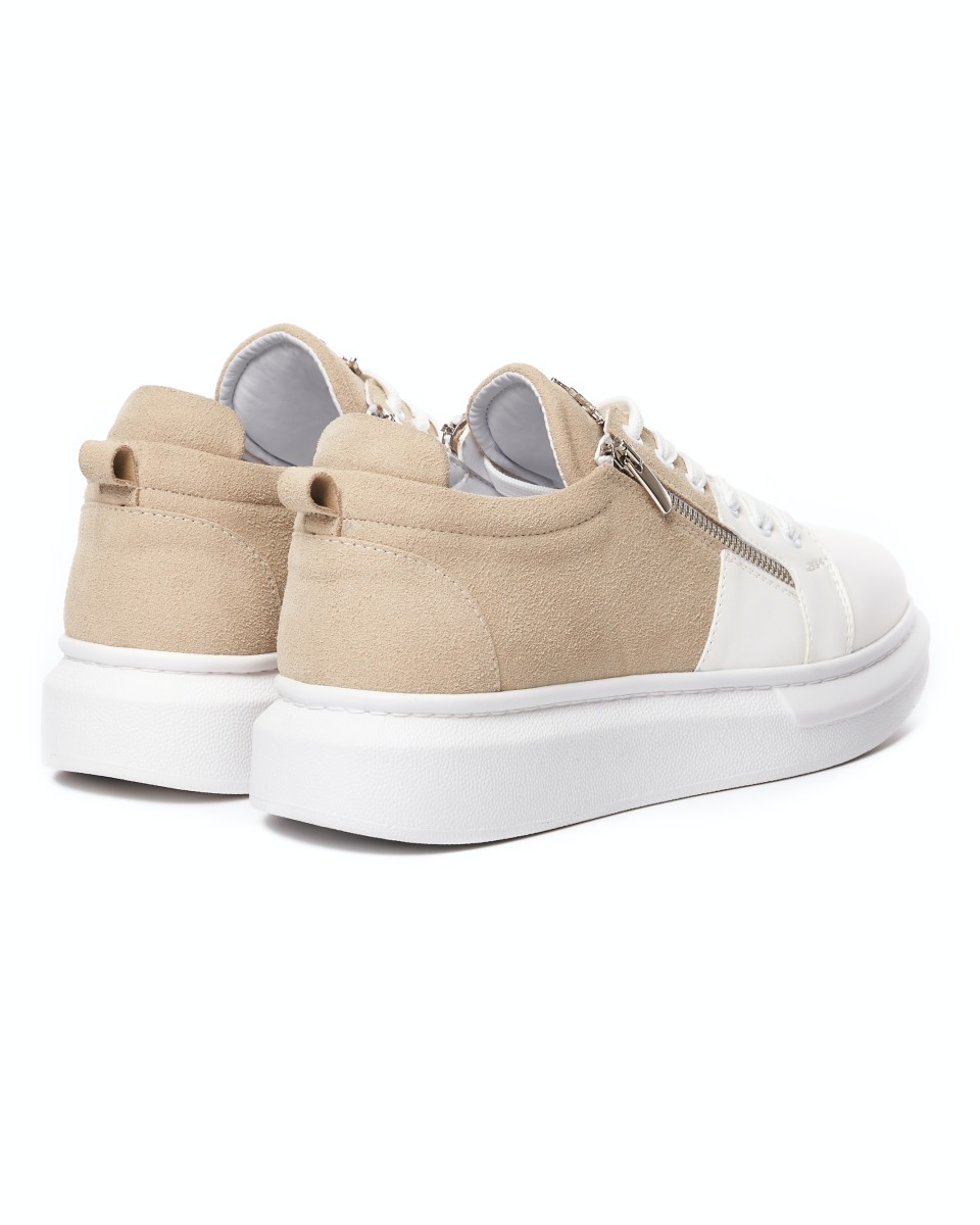 Hype Sole Zipped Style Sneakers in Cream-White | Martin Valen