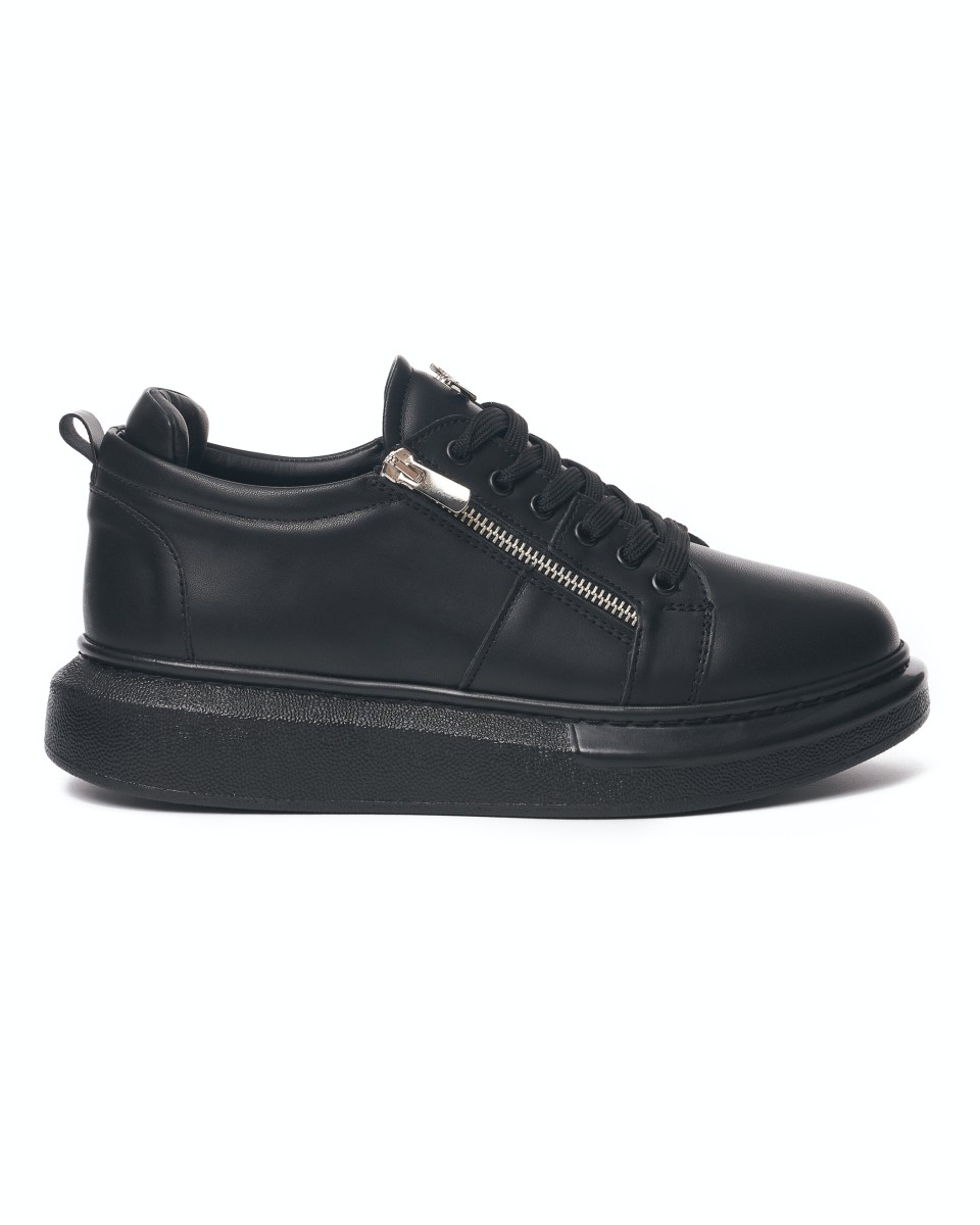 Women's Chunky Sneakers with Zippers in Black
