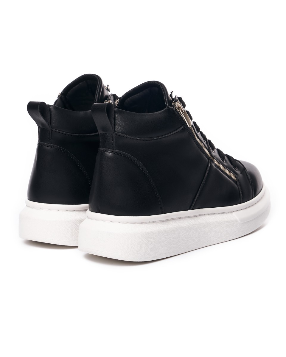 Hype Sole Zipped Style High Top Sneakers in Black | Martin Valen