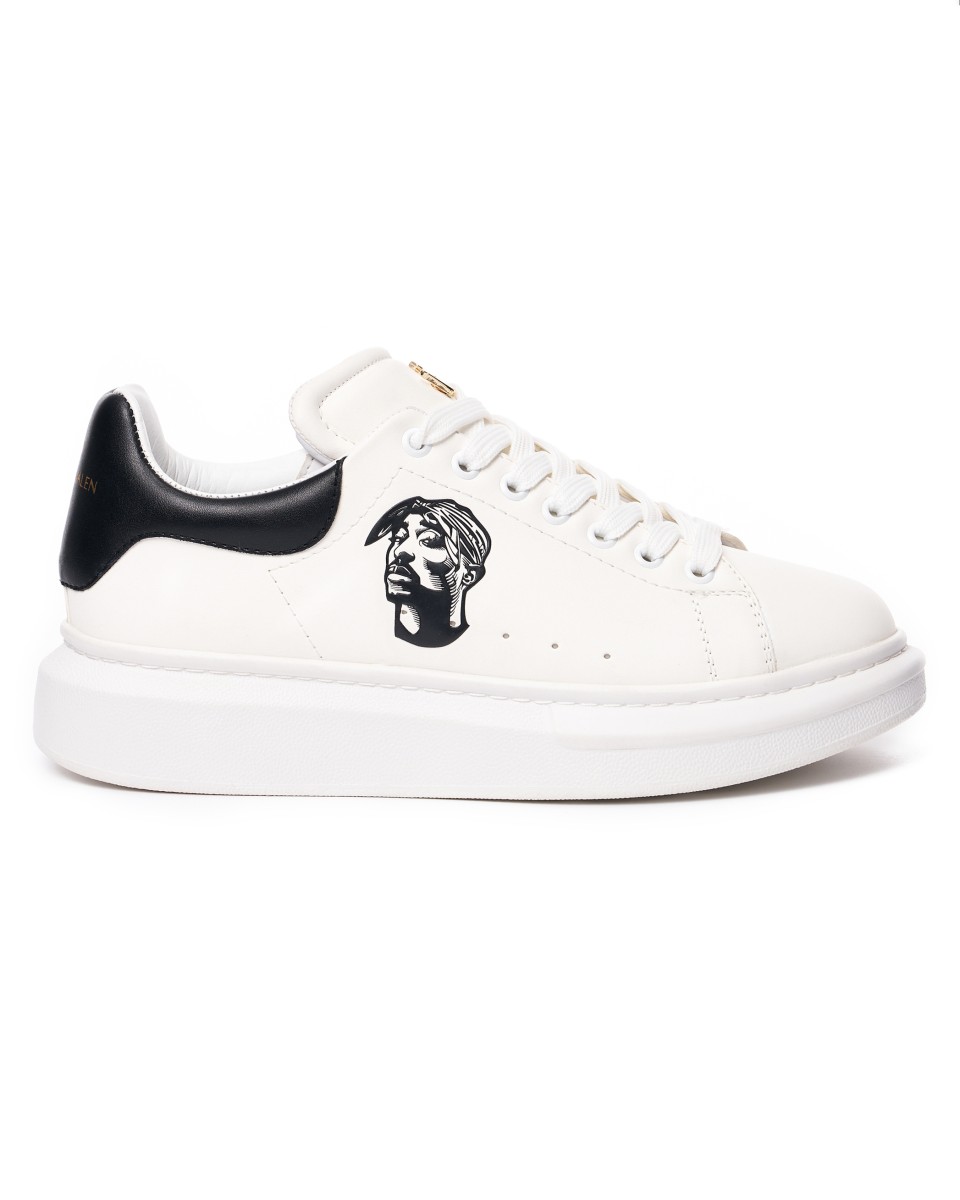 Chunky Sneakers con Corona del Designer, Scarpe 2Pac Bianche - Bianco