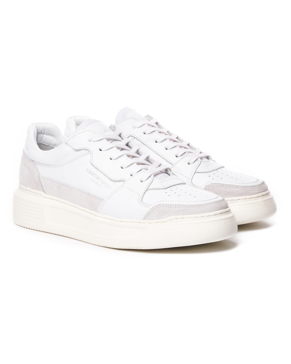 White Leather Chunky Sneaker With Suede Detail | Martin Valen