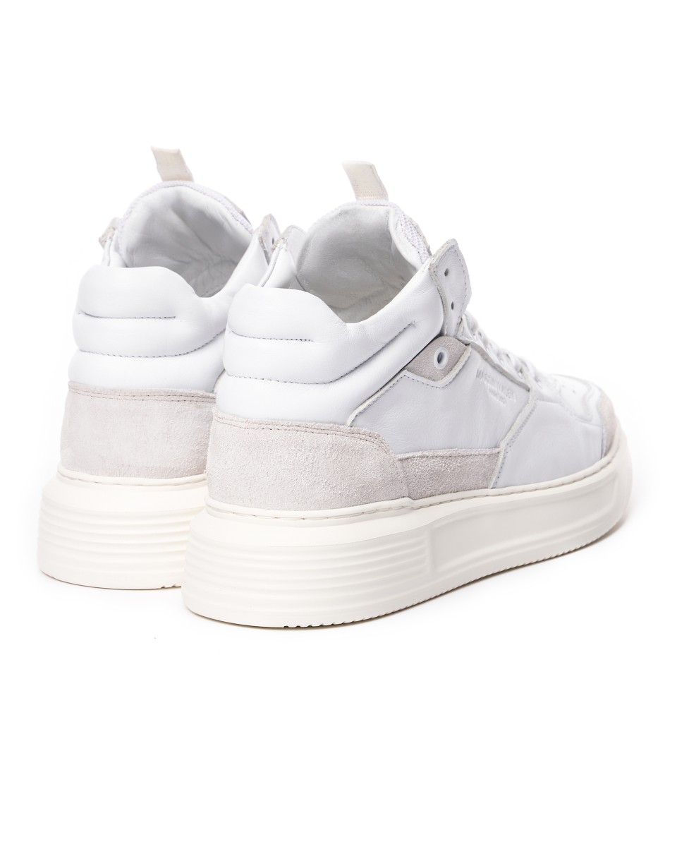 Men's High Top White Leather Chunky Sneakers | Martin Valen