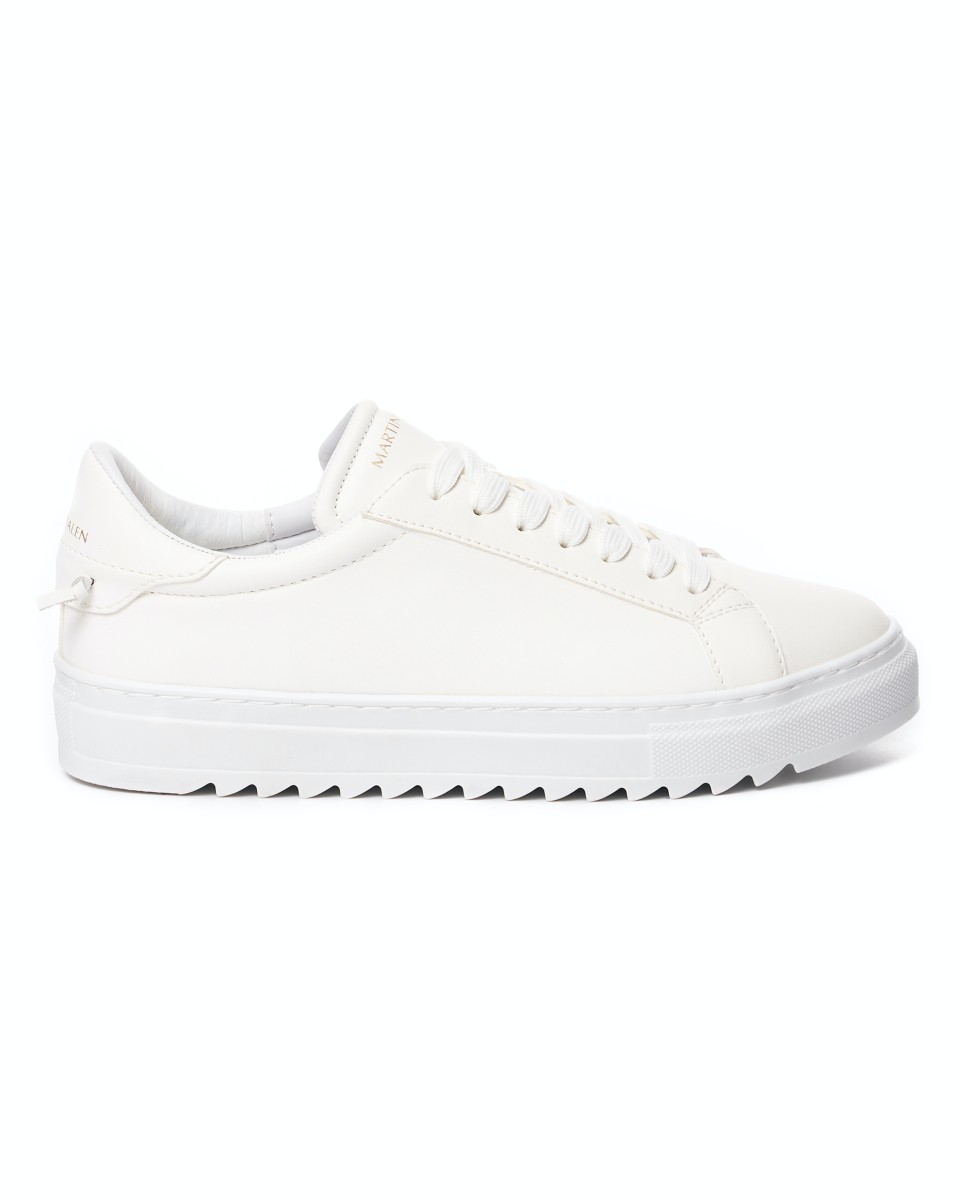 Uomo Basse Sneakers Scarpe Bianco - Bianco