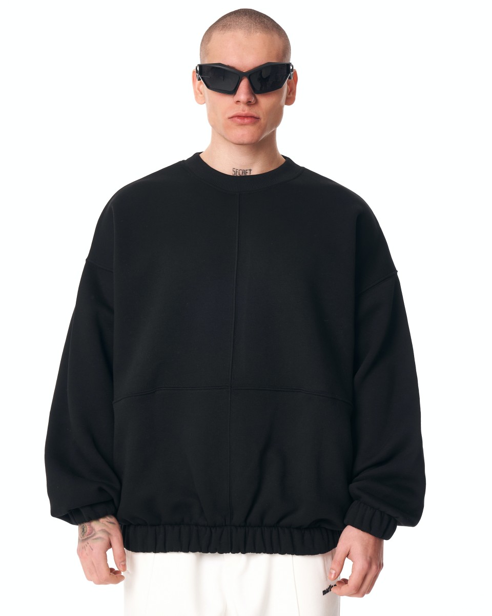 CozyPlus Oversized Sweatshirt For Men - Black