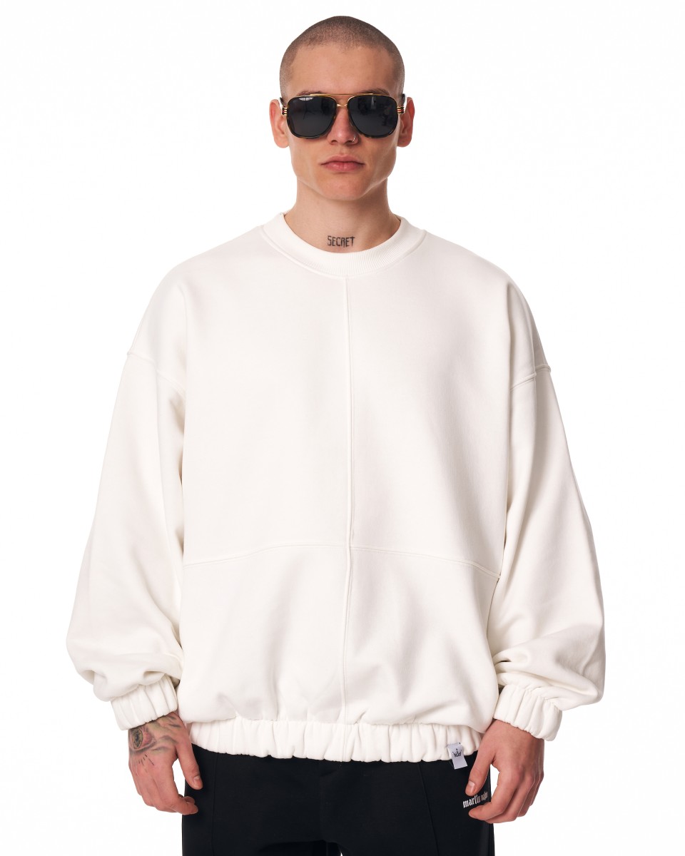 "CozyPlus" Oversized Sweatshirt voor Mannen - Wit