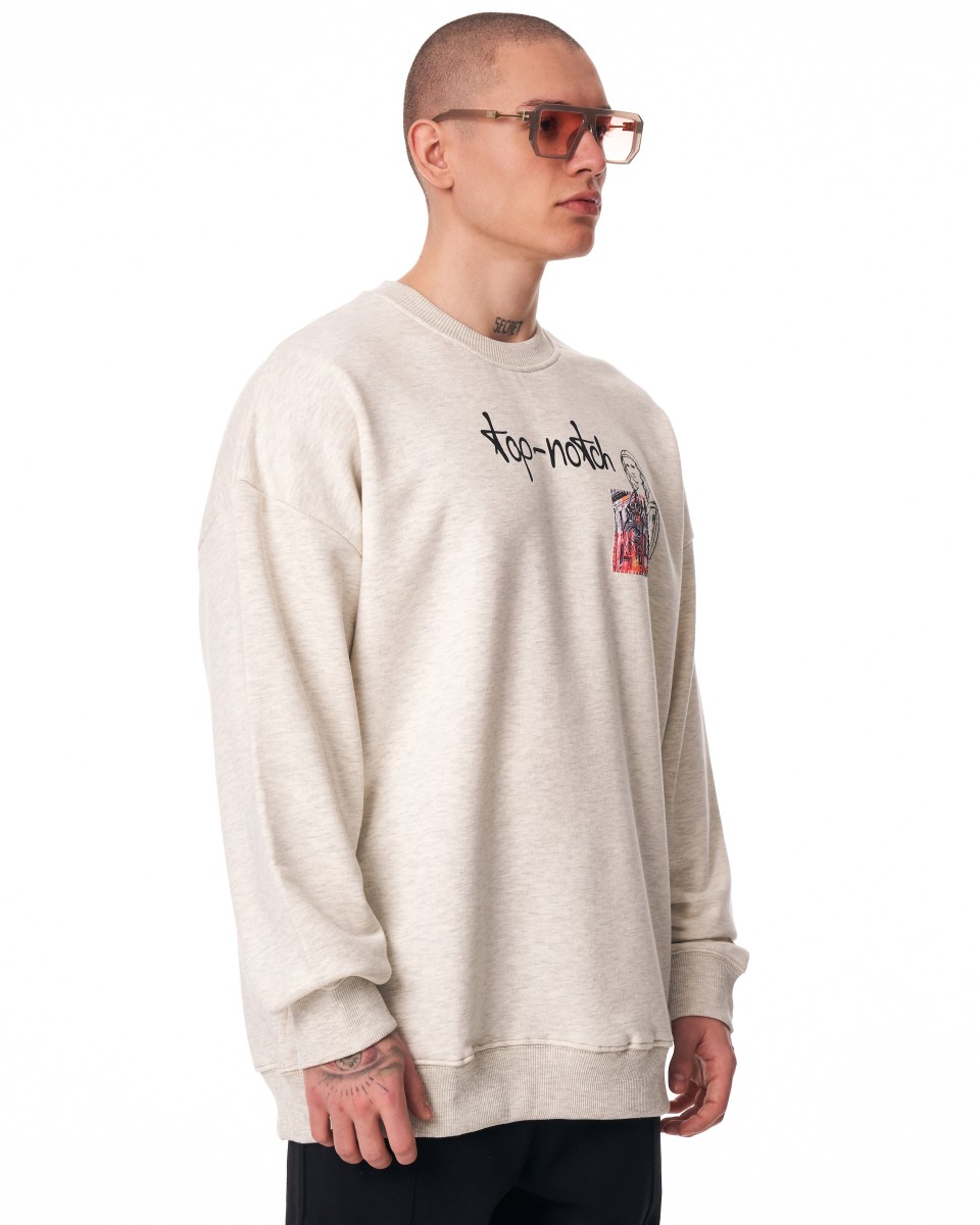 Men's Oversize Basic Sweatshirt With Designer Graphic Print Grey | Martin Valen