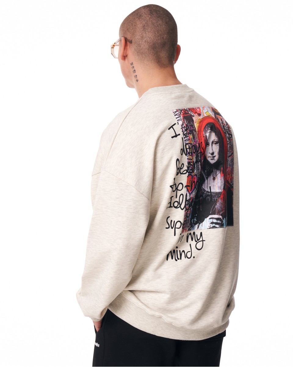 Men's Oversize Basic Sweatshirt With Designer Graphic Print Grey | Martin Valen