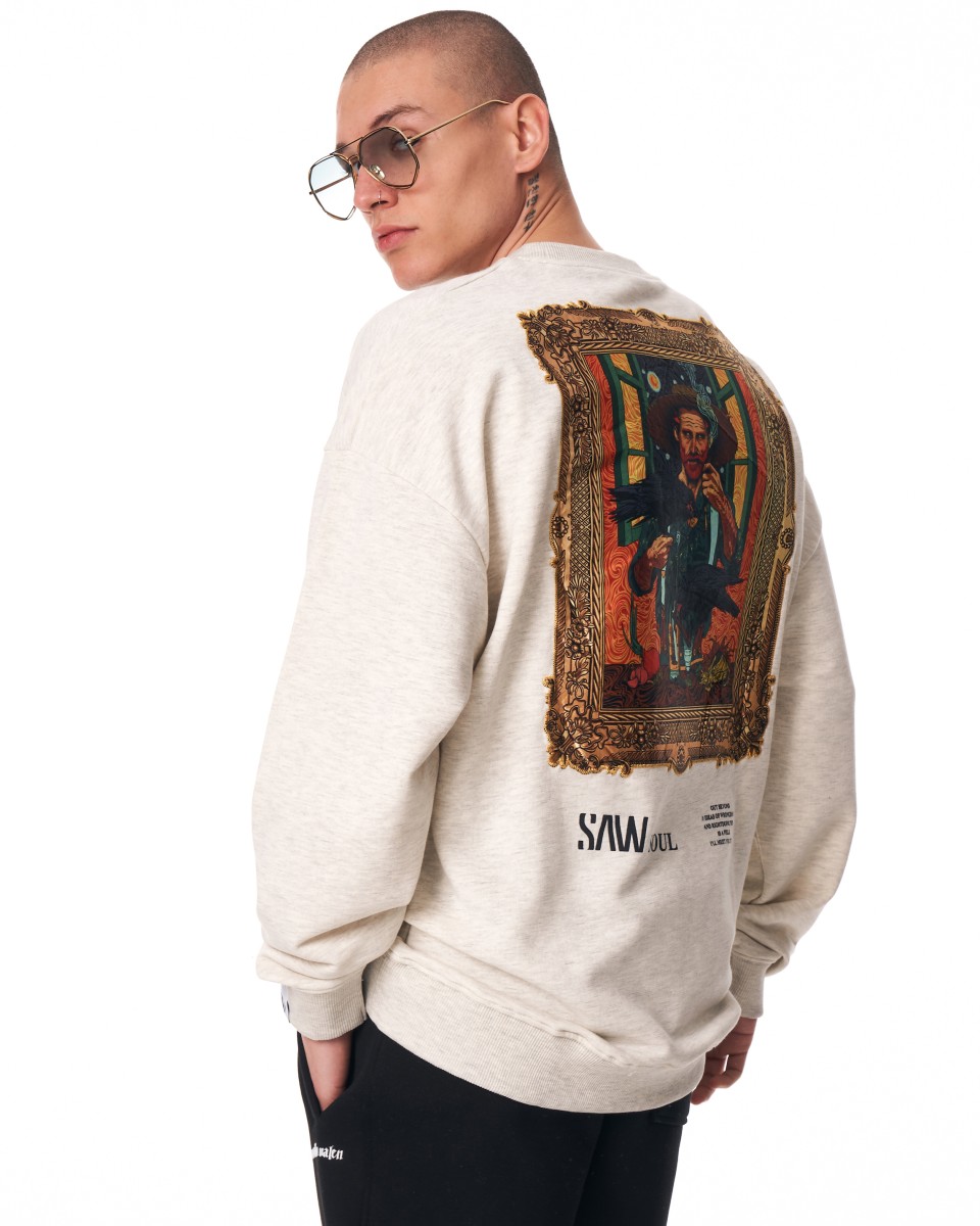 Men's Oversized Sweatshirt Round Neck Designer Grey | Martin Valen