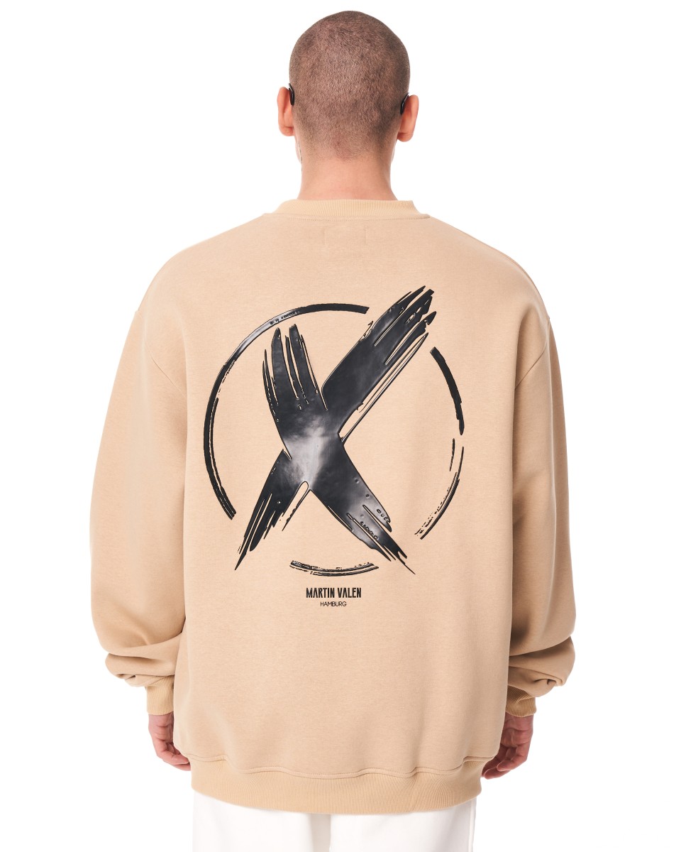Men's Oversized Sweatshirt X-Mark Cream | Martin Valen