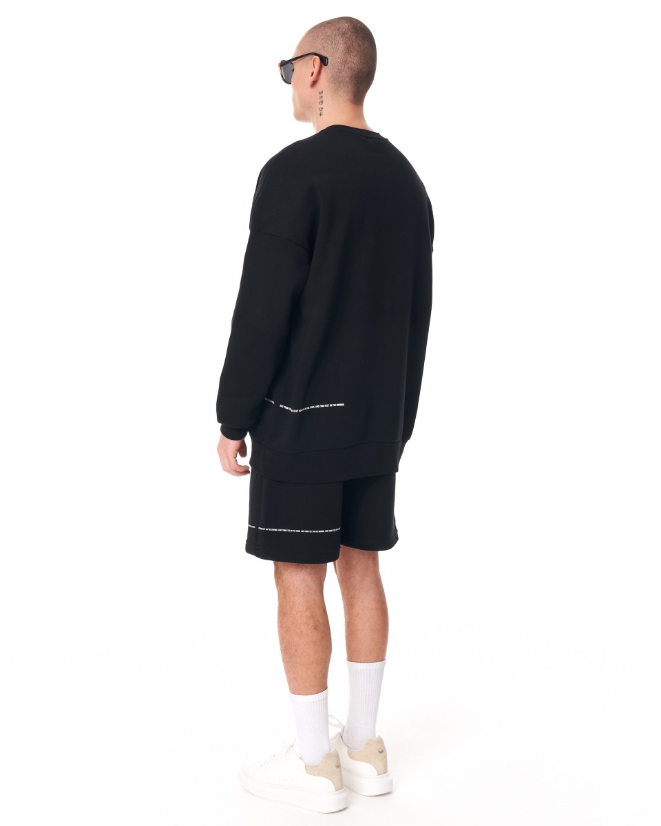 Traje Oversized con Sudadera y Pantalones Cortos para Hombre con Detalle Distintivo en Negro | Martin Valen