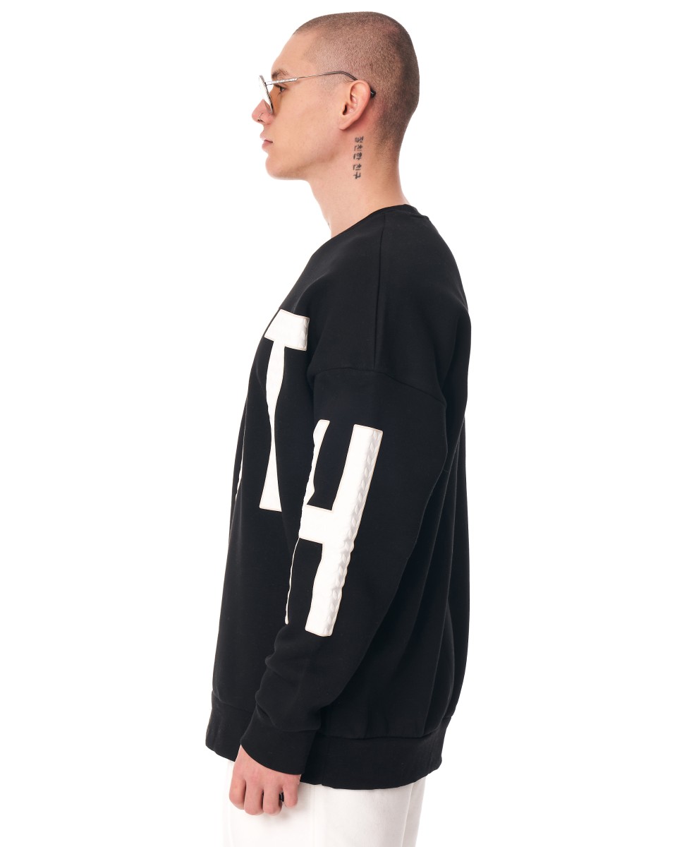 Sweat-shirt Noir Oversize pour Hommes avec Détail Broderie | Martin Valen