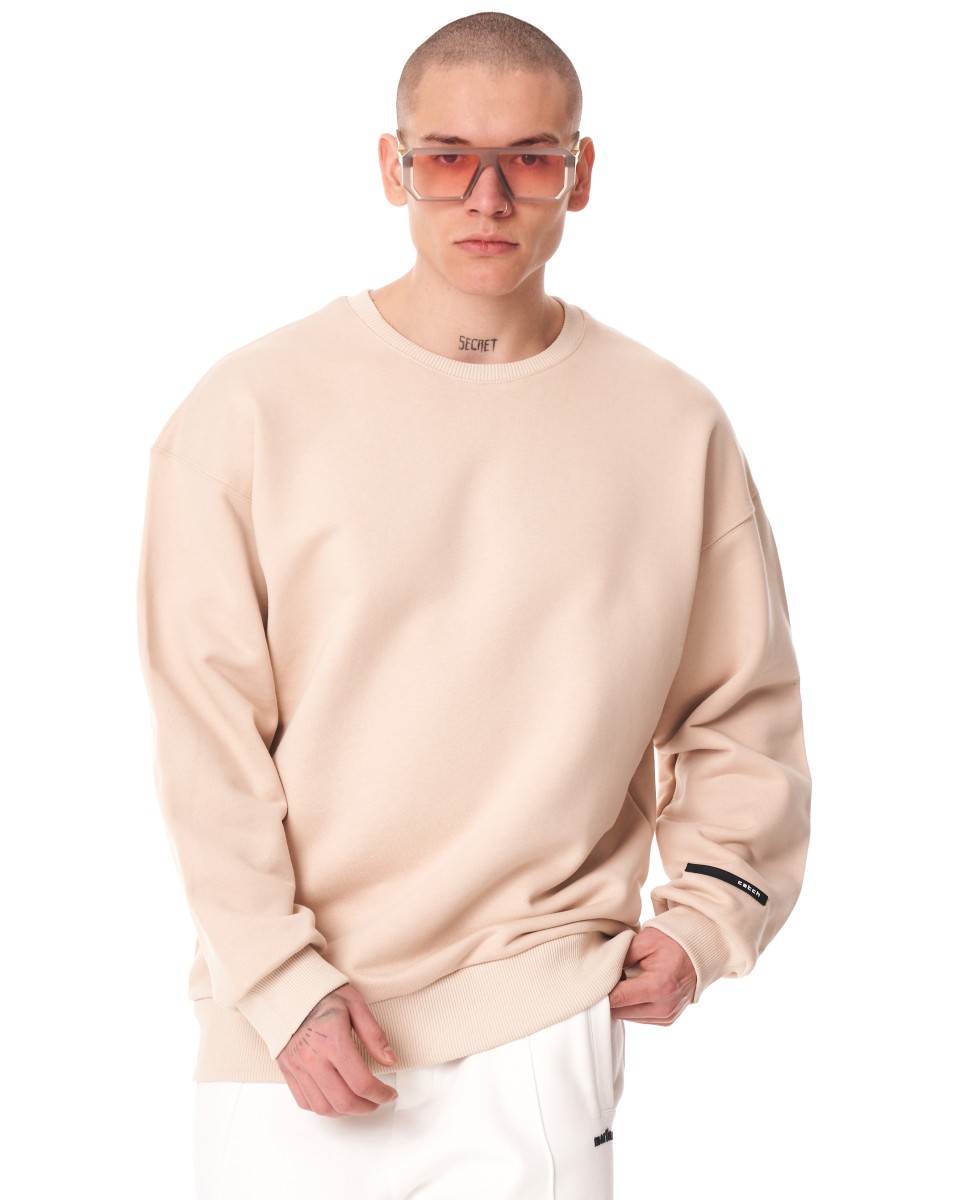 Sweatshirt Bege Básica Oversized para Homens | Martin Valen