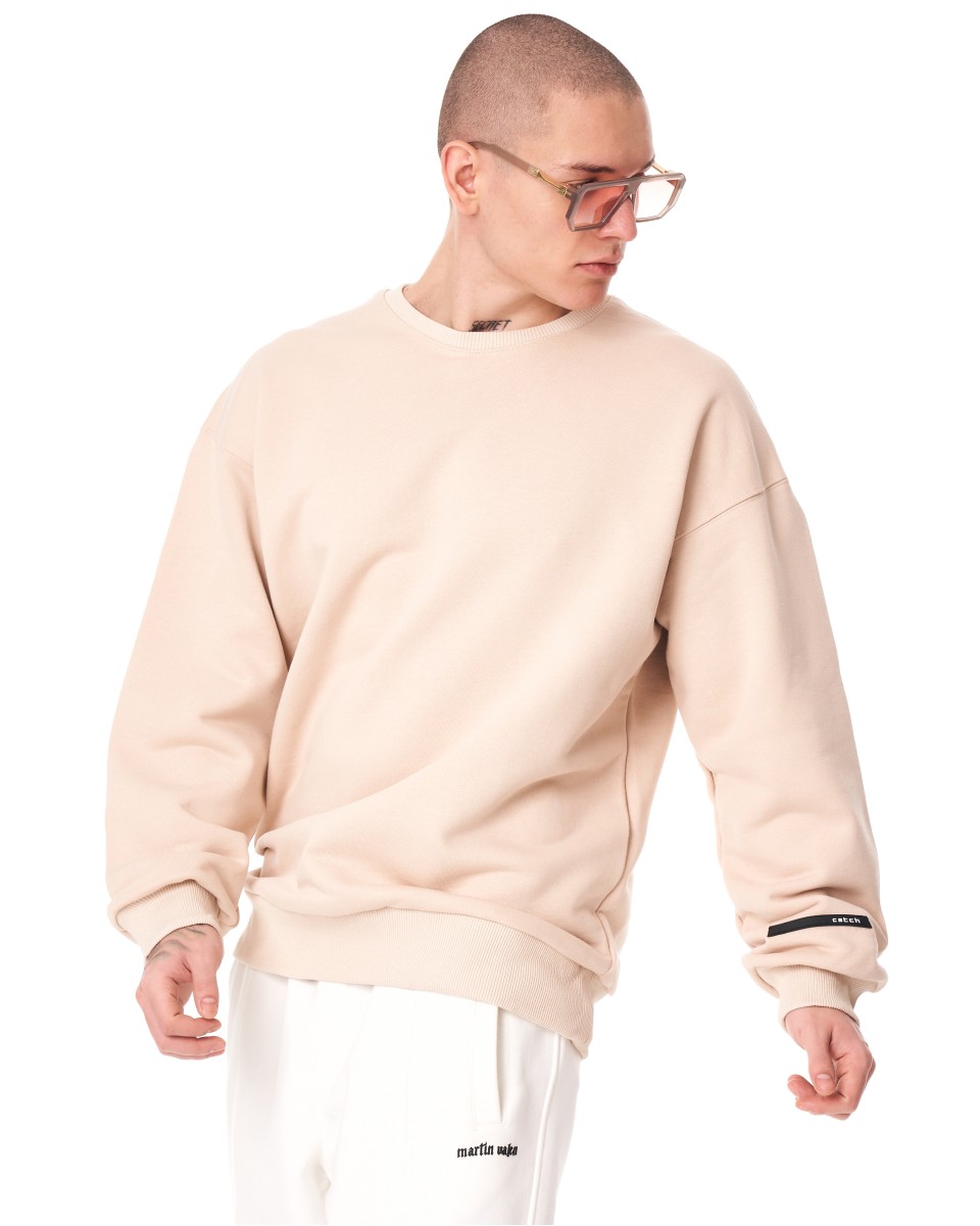 Men's Oversized Basic Beige Sweatshirt | Martin Valen