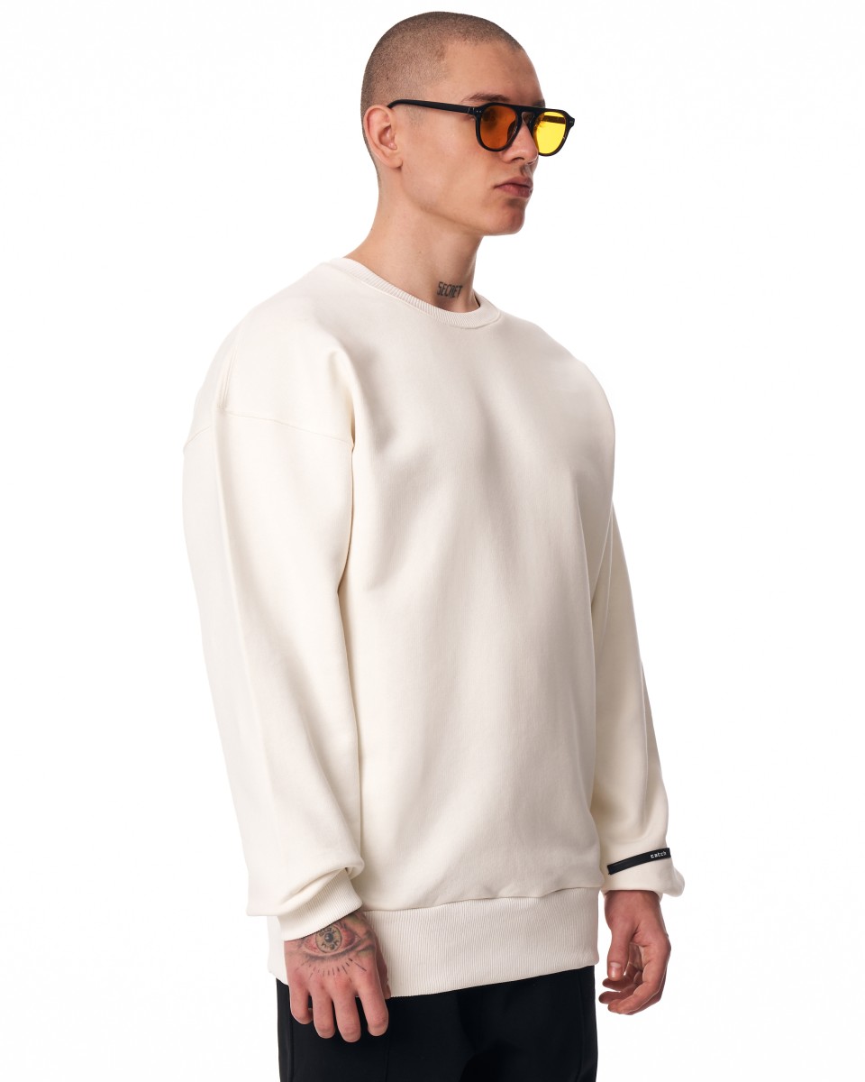 Herren Oversized Basic Weißes Sweatshirt | Martin Valen