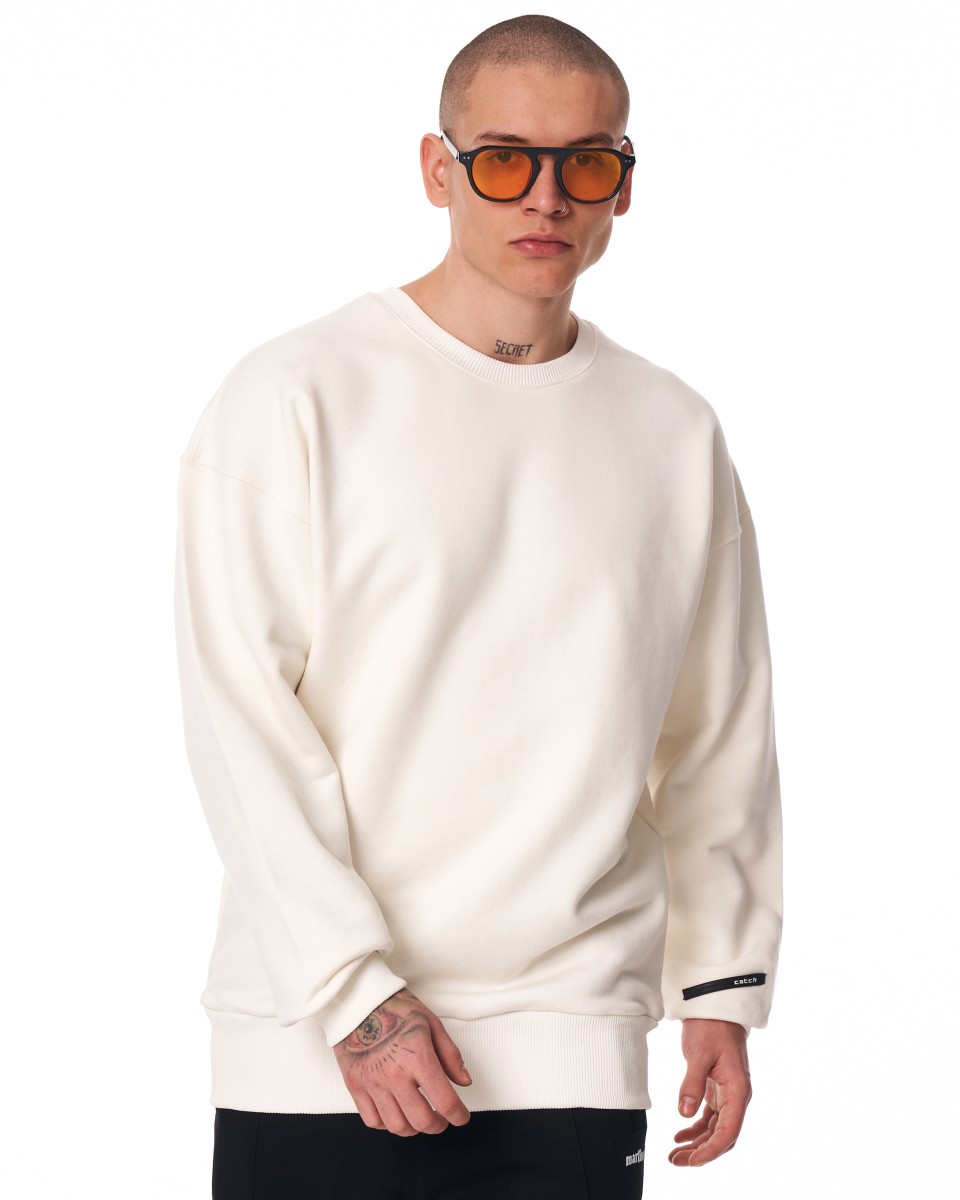 Heren Oversized Basic Witte Sweatshirt | Martin Valen