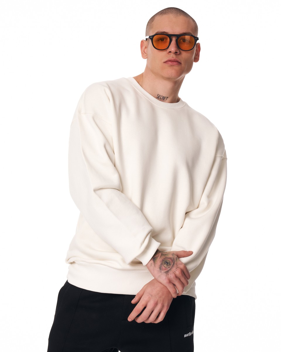 Herren Oversized Basic Weißes Sweatshirt | Martin Valen