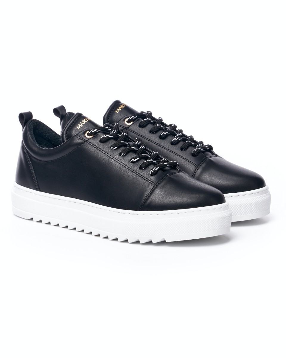 Men's Notch-Sole Sneakers In White & Black | Martin Valen