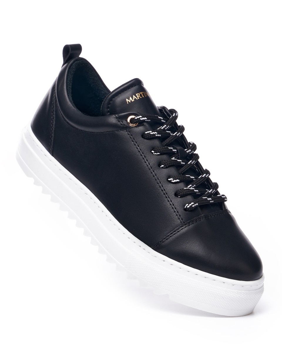 Men's Notch-Sole Sneakers In White & Black | Martin Valen
