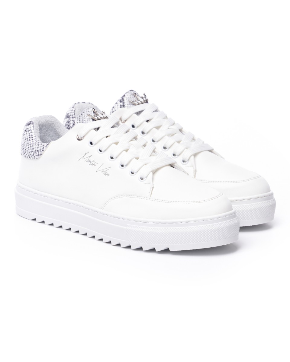 Men's Low Top Sneakers Crowned Snake Shoes White | Martin Valen