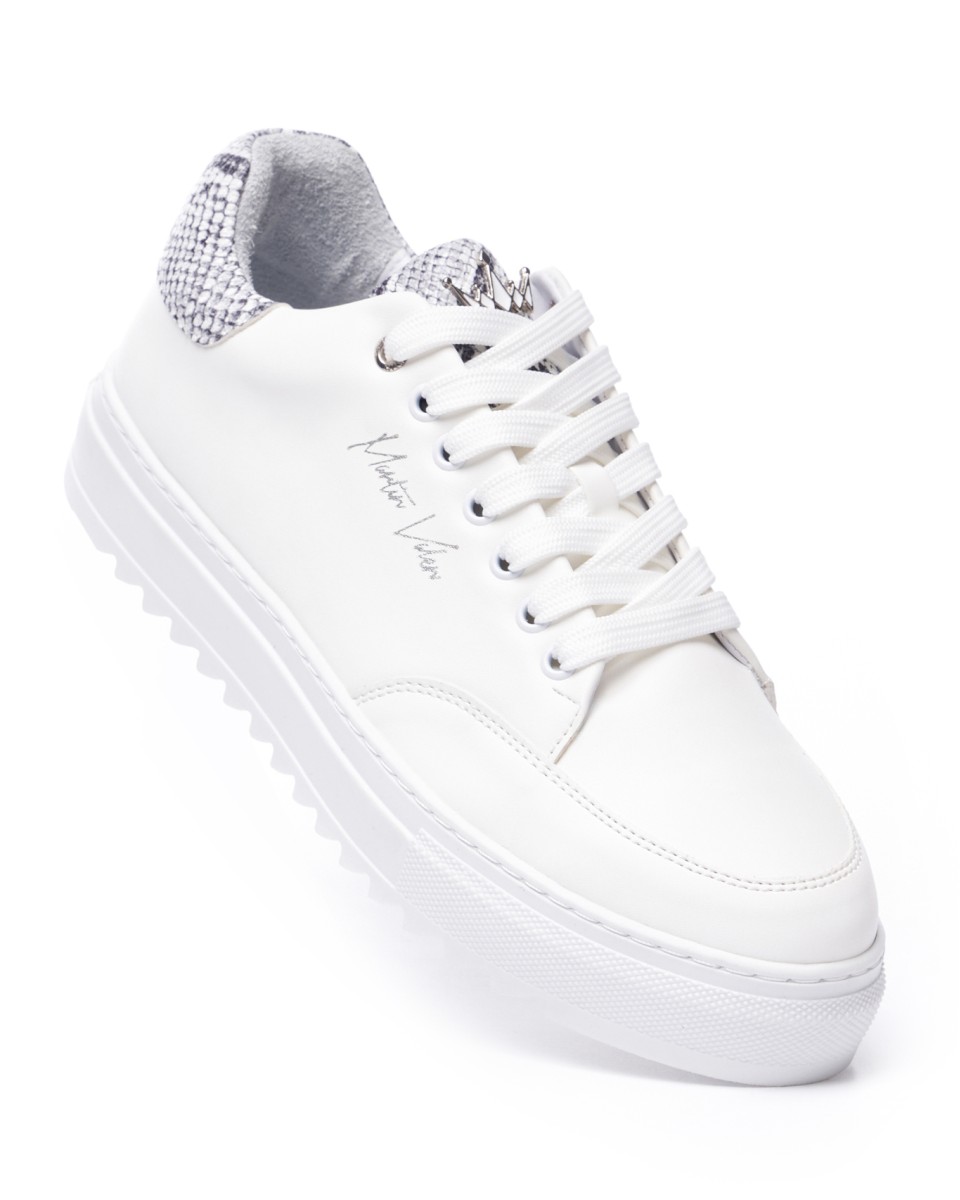 Men's Low Top Sneakers Crowned Snake Shoes White | Martin Valen