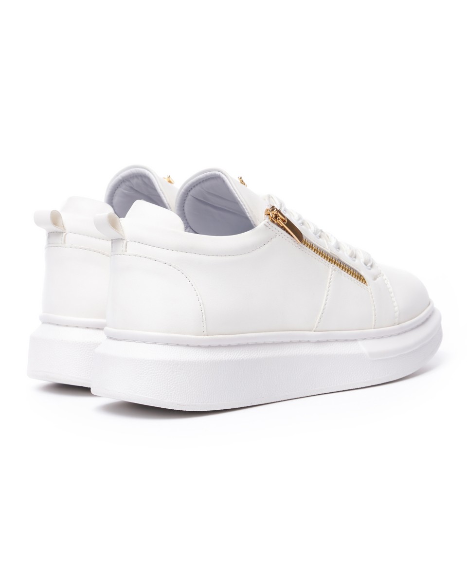 Chunky Sneakers Gold Zipper Designer Shoes White | Martin Valen