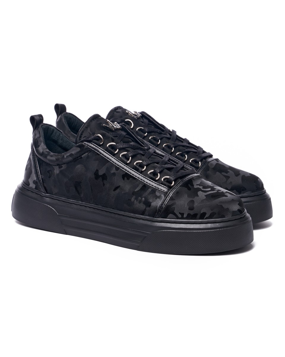 Zapatillas Casual para Hombre Sneakers con Corona en Camuflaje Negro | Martin Valen