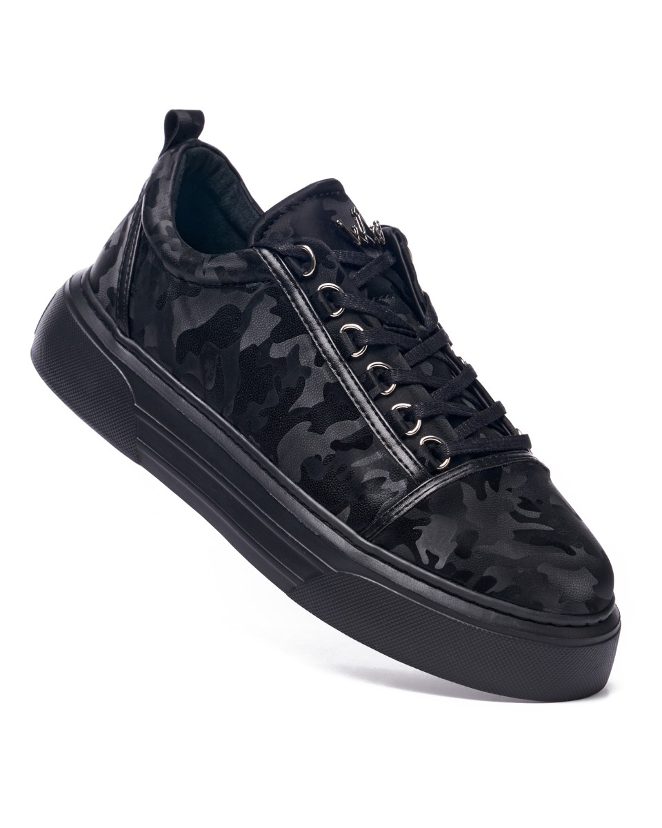 Men's Casual Sneakers Crowned Camouflage Black | Martin Valen