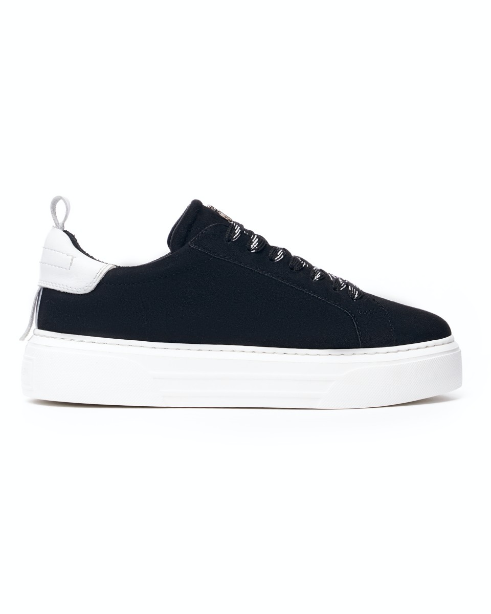 Bobe Suede Belted New Sneakers Black White - Black