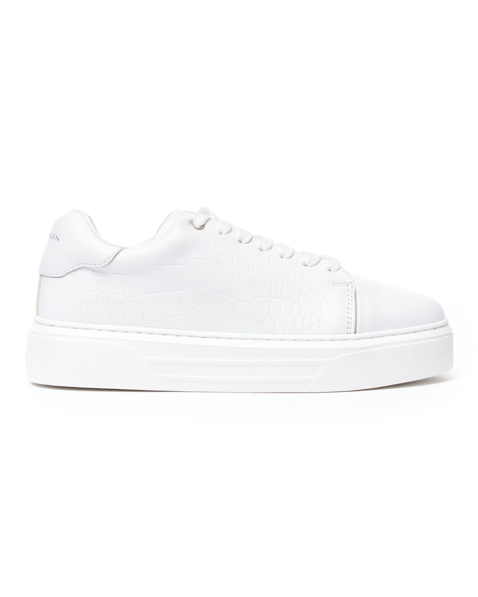 Rizz Lizz Genuine Leather Sneakers Shoes in White - White