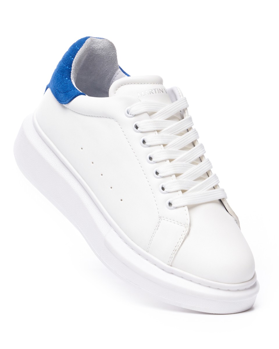 V-Harmony Men's White Shoes with Suede Heel Tab | Martin Valen
