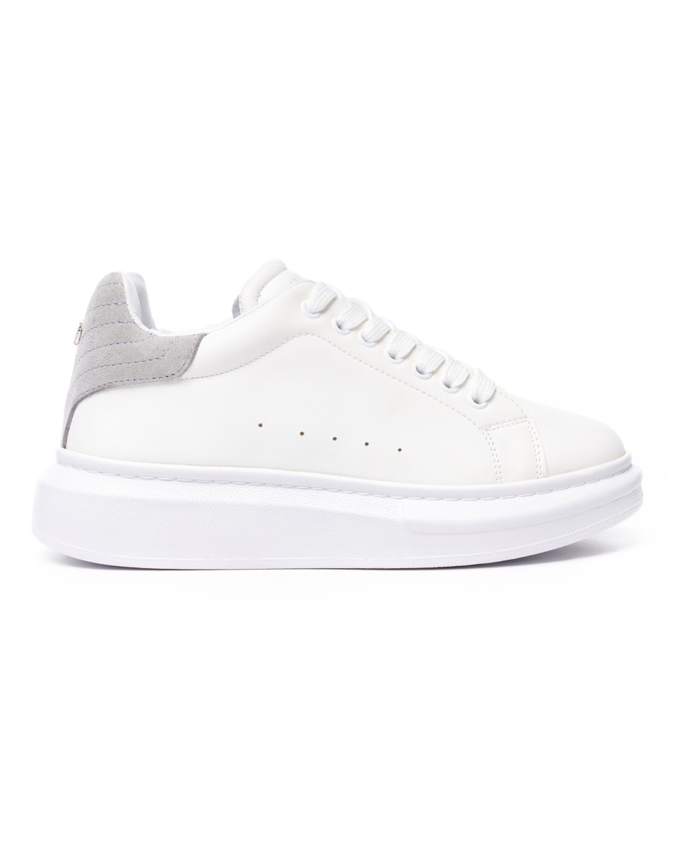 Sapatos Brancos Masculinos V-Harmony com Aba de Camurça no Calcanhar - Gray
