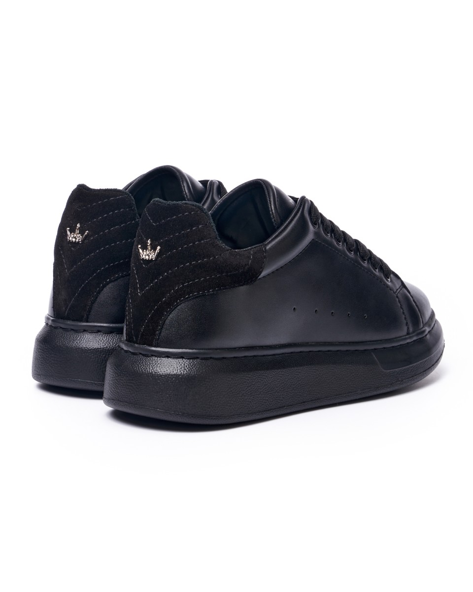 V-Harmony Sapatos Masculinos Preto Total com Aba de Camurça no Calcanhar | Martin Valen