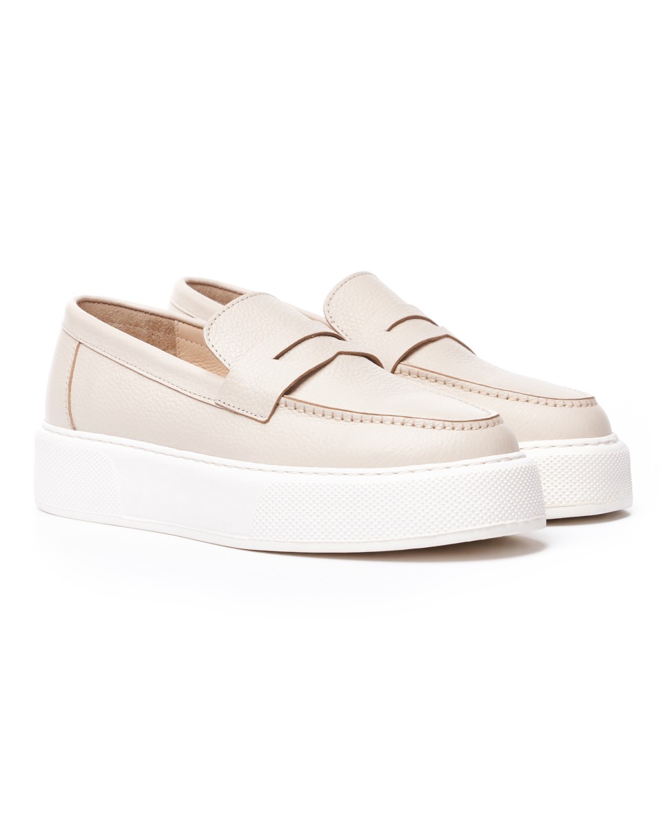 Men's Chunky Loafers in Beige and White | Martin Valen