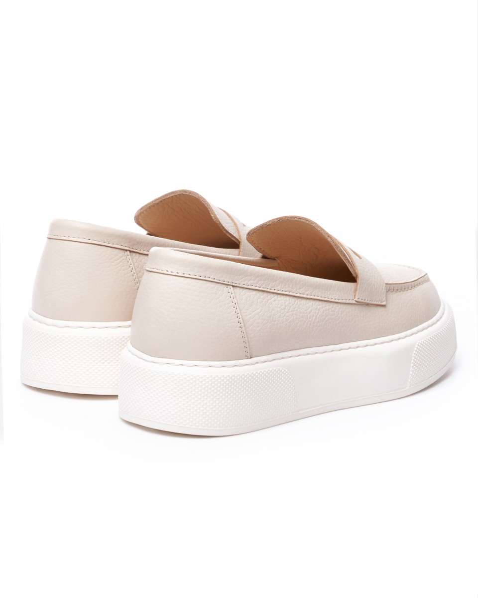 Men's Chunky Loafers in Beige and White | Martin Valen