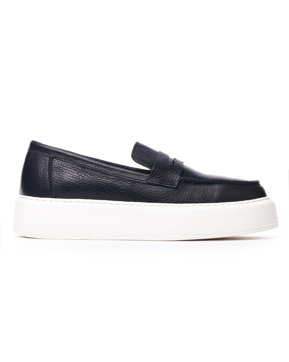 Men's Chunky Loafers in Black and White - Black