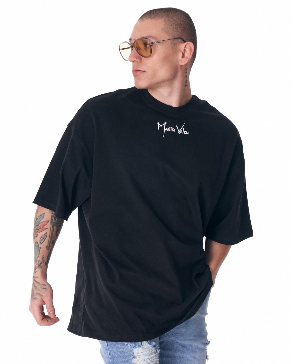 Мужская футболка с половиной рукава черная | Martin Valen