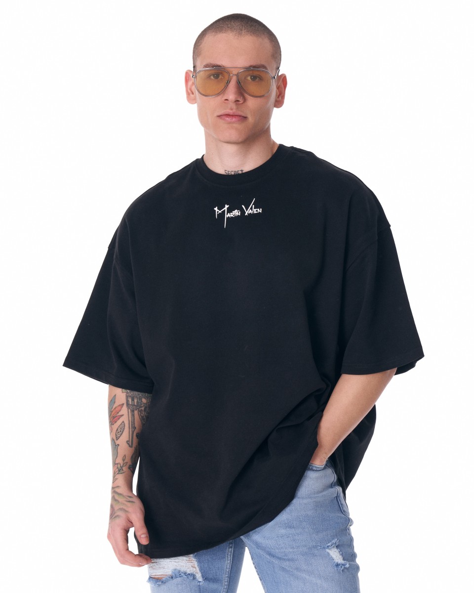 Schwarzes T-Shirt mit Halben Ärmeln für Männer