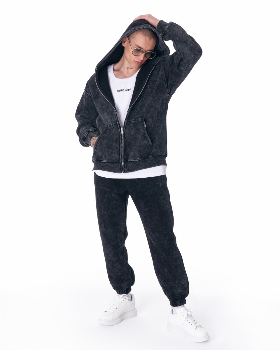 Urban Style Washed Anthracite Tracksuit with Zipper