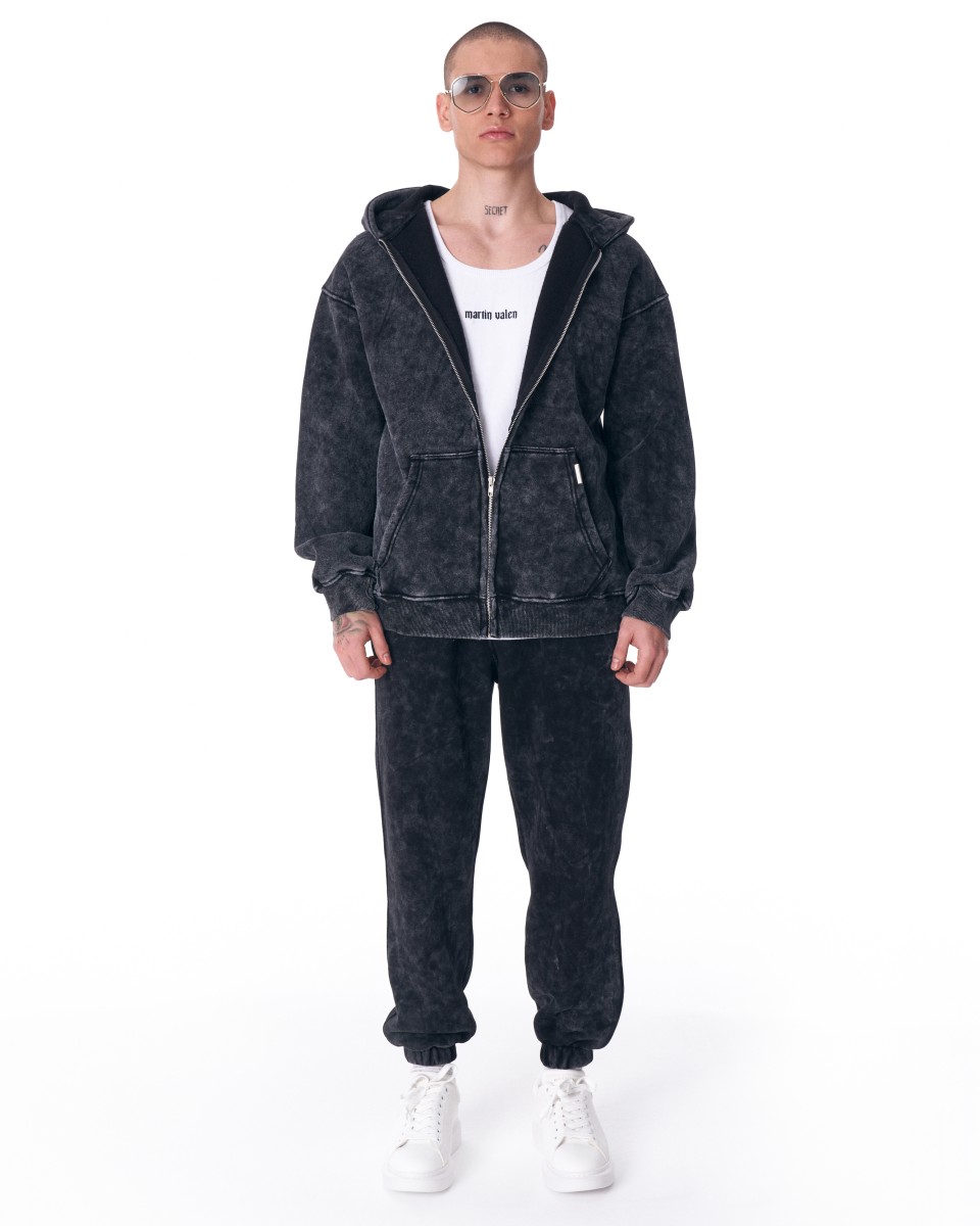 Urban Style Washed Anthracite Tracksuit with Zipper