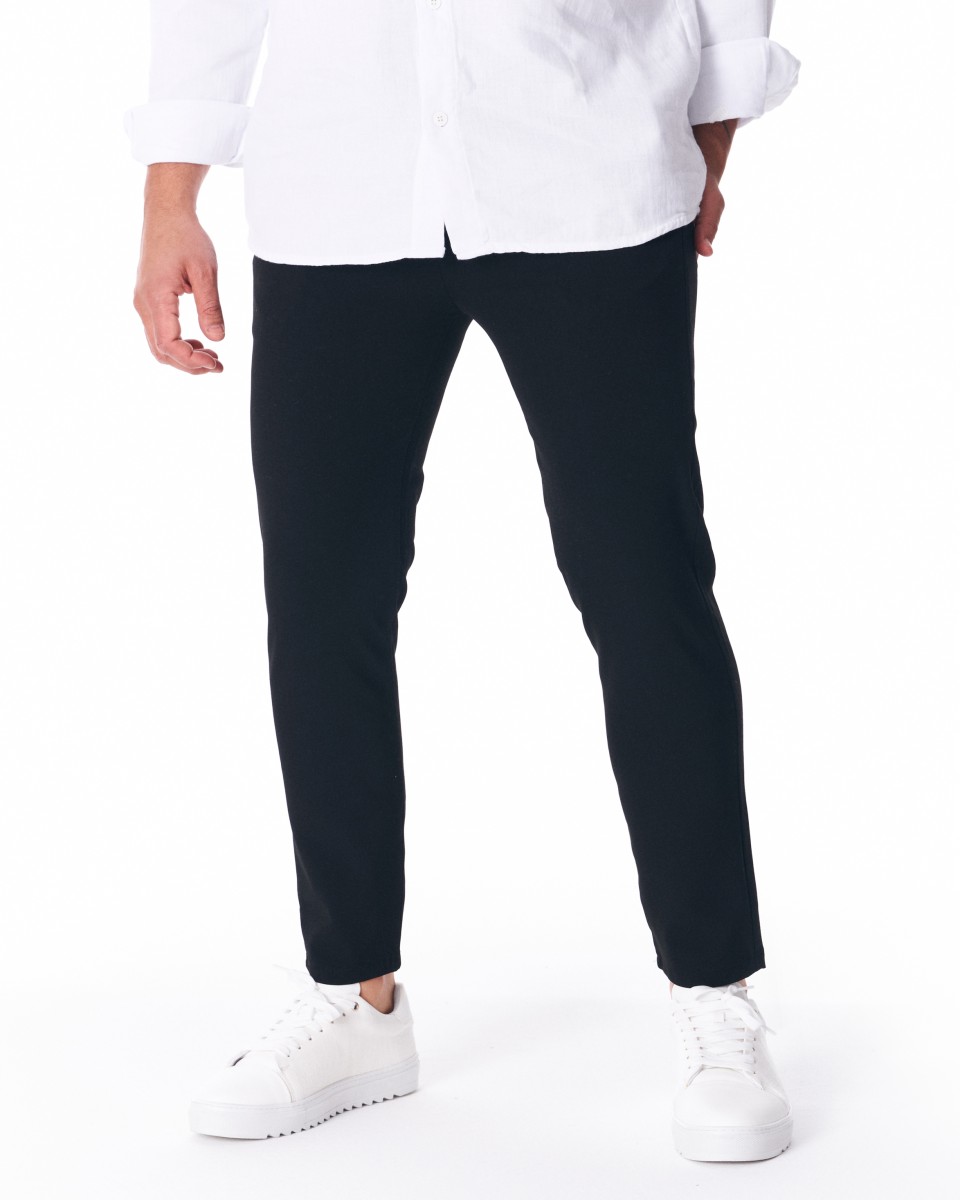 Pantalon en Tissu Léger Noir pour Homme - Noir