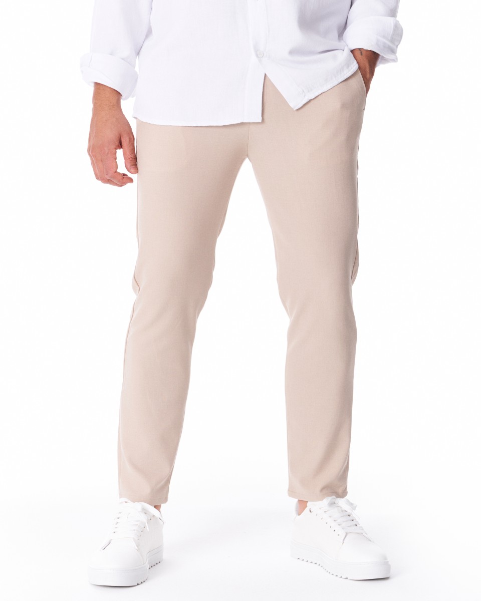 Men's Trousers Pants Light Fabric Beige | Martin Valen