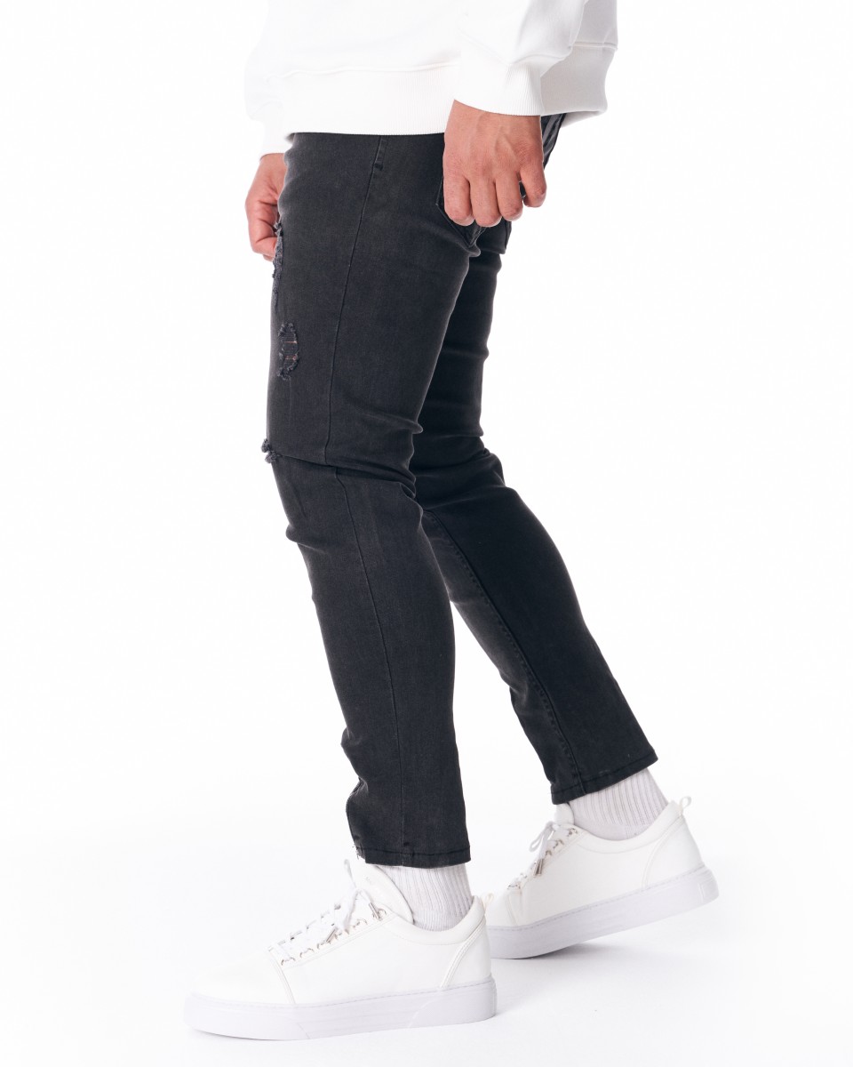 Herren ''Smoked'' Jeans mit Rissen in anthrazit | Martin Valen