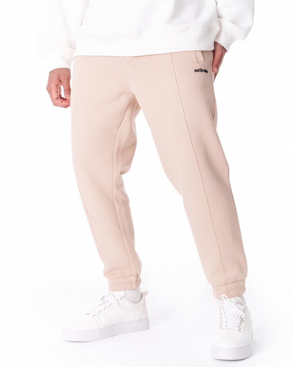 Мужские брюки-джоггеры с увеличенными передними складками, бежевые - Бежевый