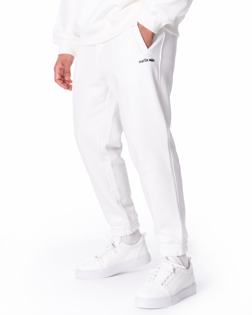 Men's Oversized Front Pintuck Jogger in White - White