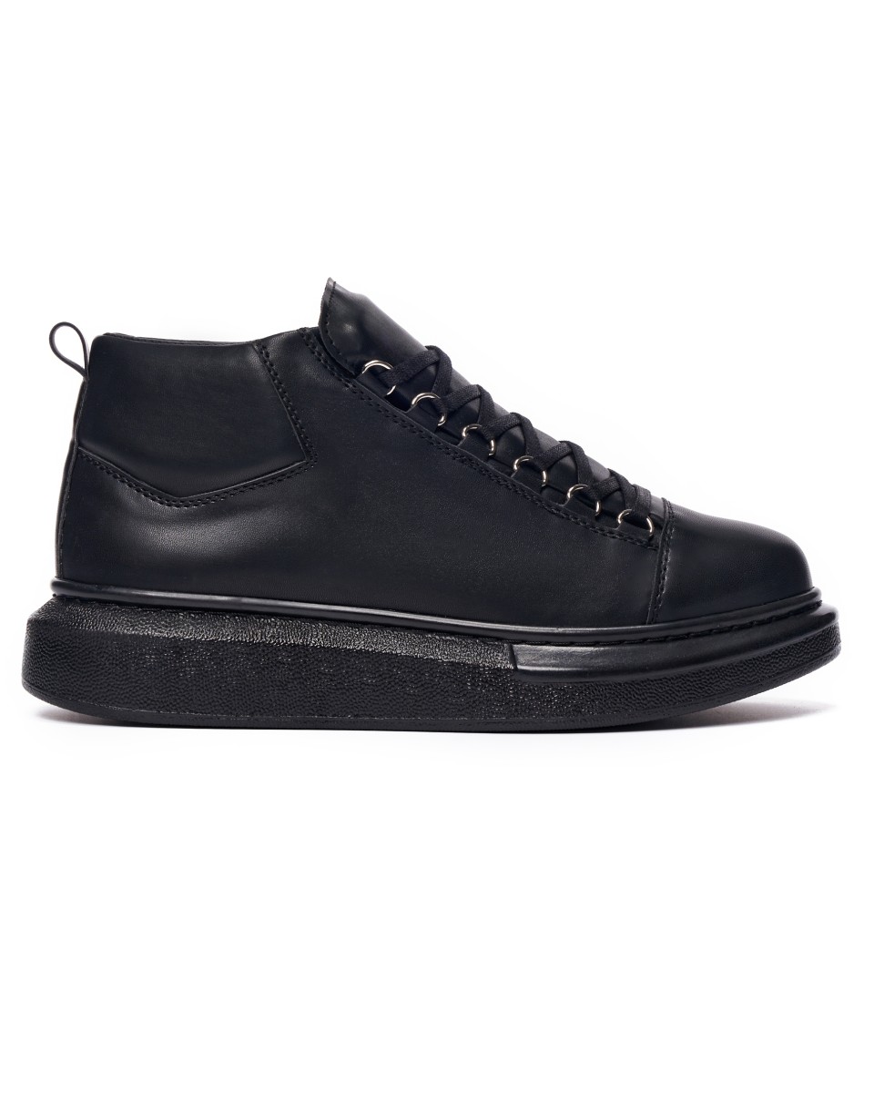 Men’s High Top Sneakers Shoes Black - Black