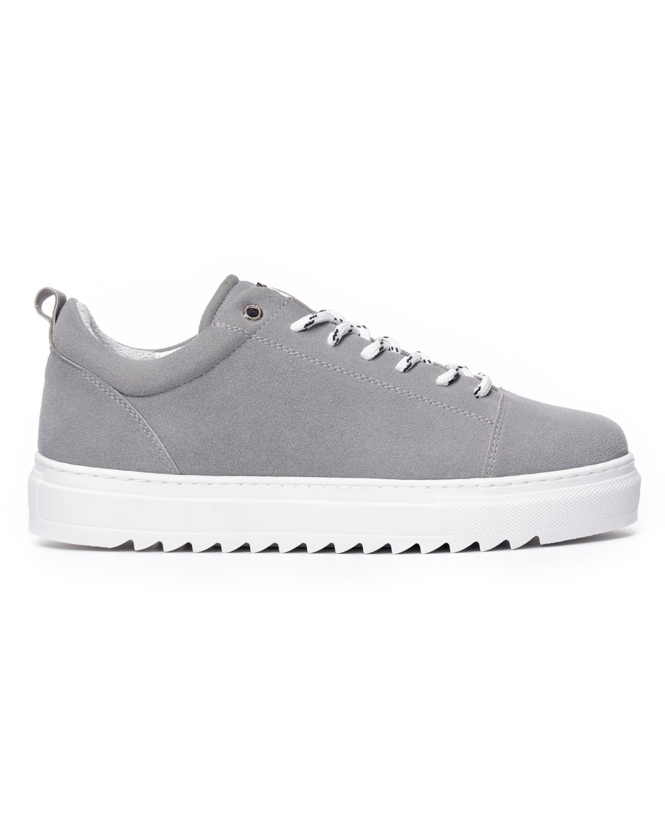 Men’s Low Top Suede Sneakers Shoes Grey - Gray