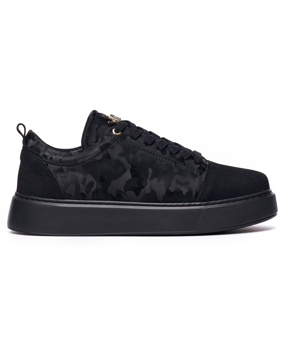 Herren Chunky Sneakers Schuhe mit Krone in schwarz-camouflage - Schwarz