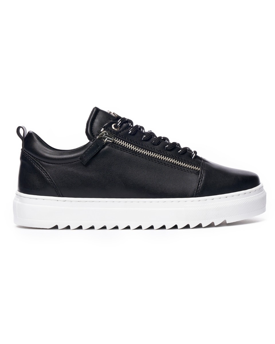 Men's Low Top Sneakers Zipper Designer Shoes Black - Zwart